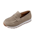 thumbnail image 2 of HTHLVMD Woman's Loafer Casual Sneakers, Woman's Chunky-Soled Low-Top Penny Loafers Slip-On Slip-Resistant Lightweight Wedge Walking Shoes for Casual, Business, and Work, Khaki 8, 2 of 6