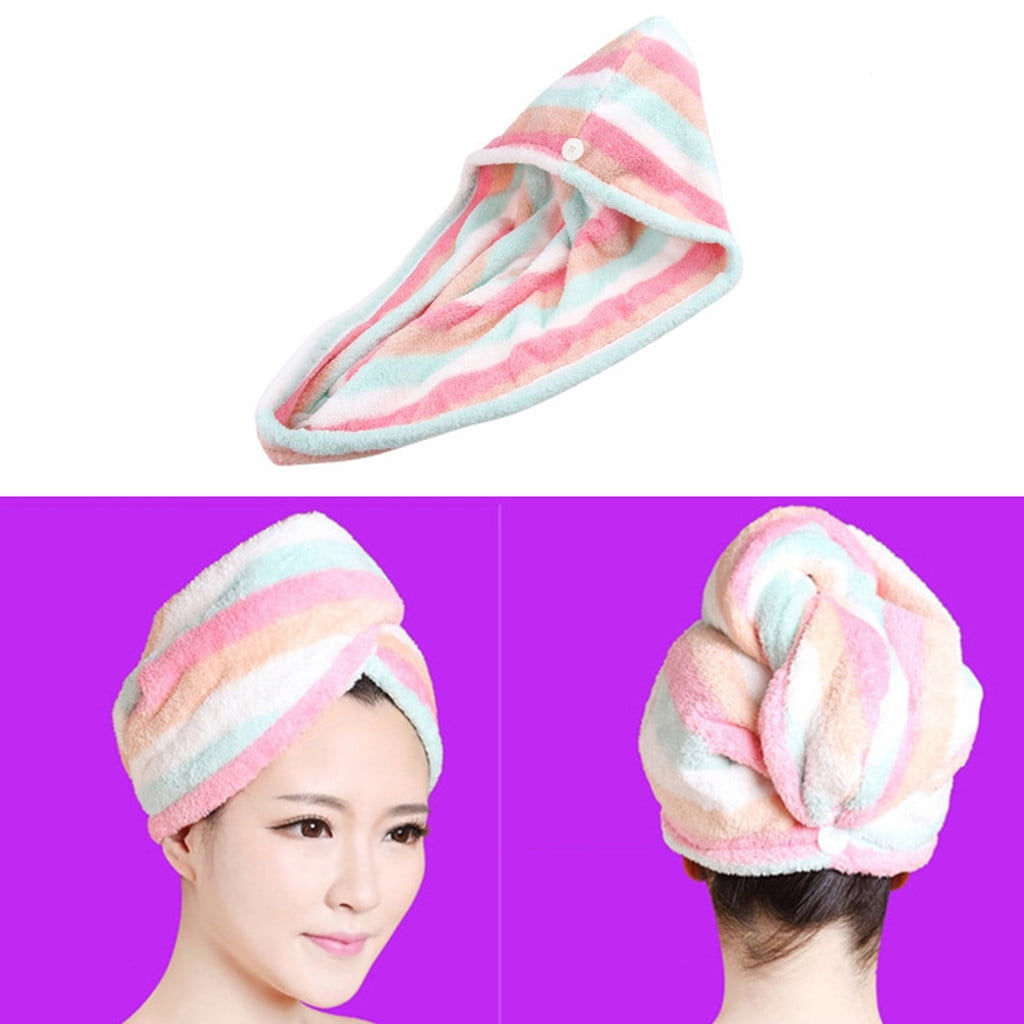 Microfiber Hair Turban Quickly Dry Hair Hat Wrapped Towel Bathing Cap 