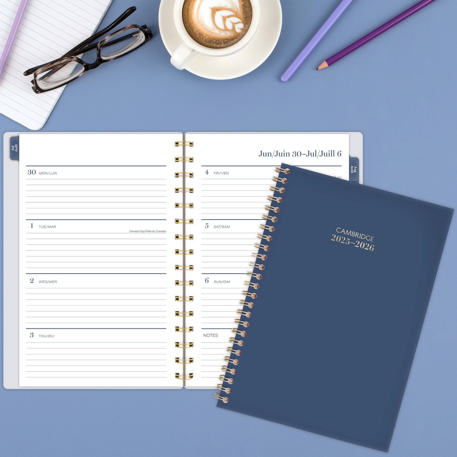 2025-2026 Cambridge® Colour Bar Navy Small Weekly Academic Year Planner