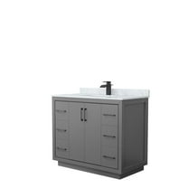 42 in. Icon Single Bathroom Vanity, Dark Gray, White Carrara Marble Countertop, Undermount Square Sink & Matte Black Trim