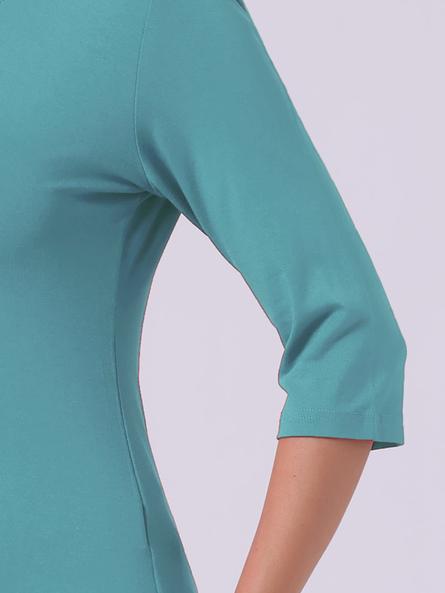 DARING DIVA Women's Elbow Sleeves Boat Neck Slim Fit Classic Tee M Sea Green