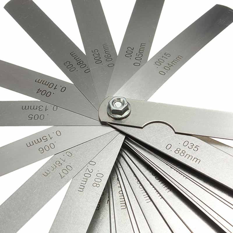 32 Blades Alloy Metric Gap Range Finder Feeler Gauge Valve Teaching Feeler Gauge 0.04-0.88 mm Gap Copper Sheet Measuring Tool ,Corrosion-Resistant