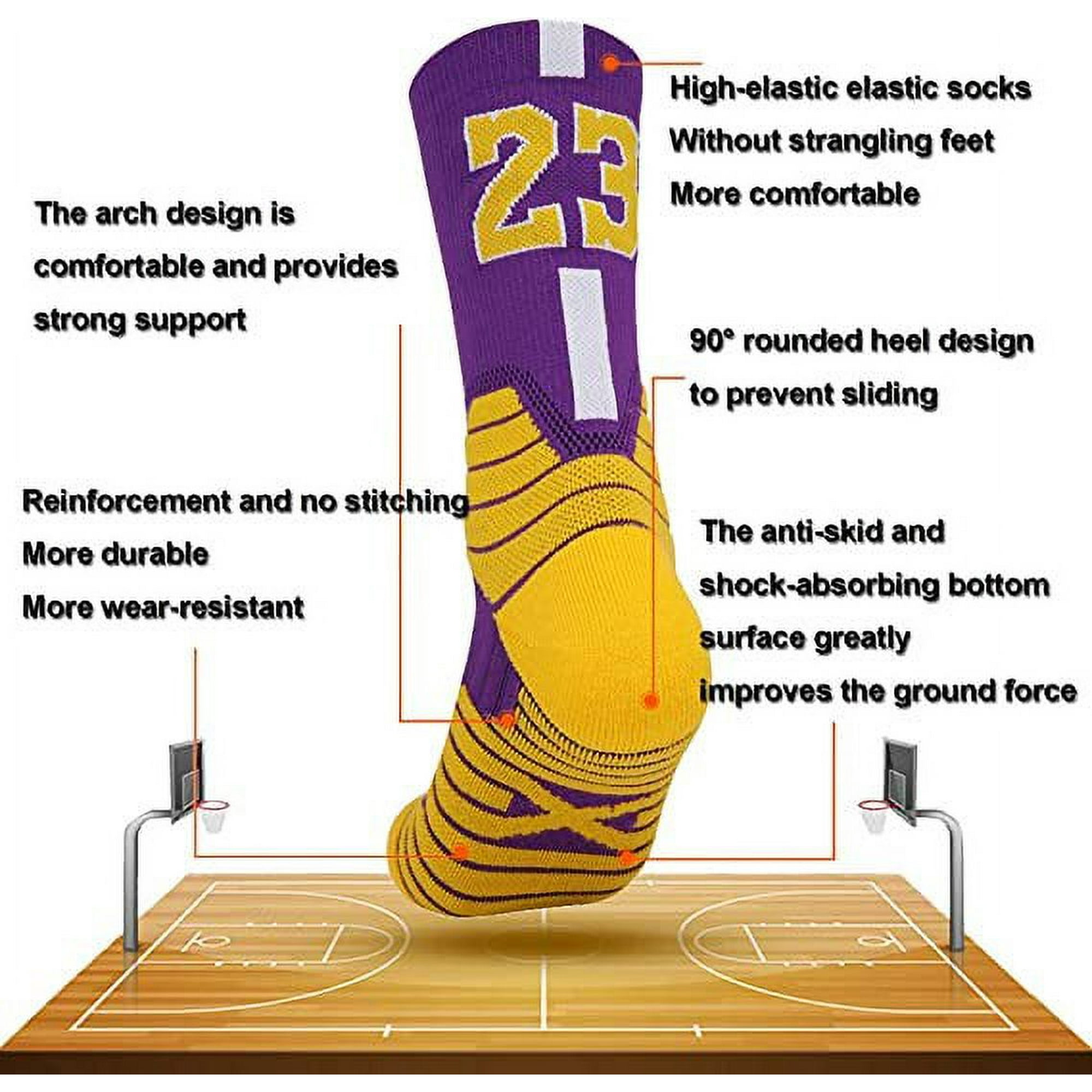 Yoknatt Chaussettes De Basket-ball épaisses Pour La Course à Pied, Le Cyclisme, Chaussettes De Compression Pour Hommes, Femmes, Garçons, Jeunes Filles
