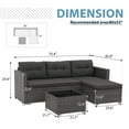 thumbnail image 6 of JOIVI 3 Pieces Patio Conversation Set, PE Wicker Rattan Outdoor Furniture Set, 2 Ways Small Sectional Sofa with Cushions, Tempered Glass Coffee Table, Dark Gray, 6 of 9