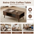 thumbnail image 5 of ELLEGNT 42" Walnut Rectangular Center Table - Coffee Table with Open Compartment and 2 Side Storage Shelves, 5 of 9
