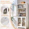 thumbnail image 3 of Joaxswe 72" Tall Arched Cabinet with Glass Doors Set 2, 69" Pantry Storage Cabinets with Adjustable Shelves, Accent Cabinet for Bedroom, Home Office, White, 3 of 9