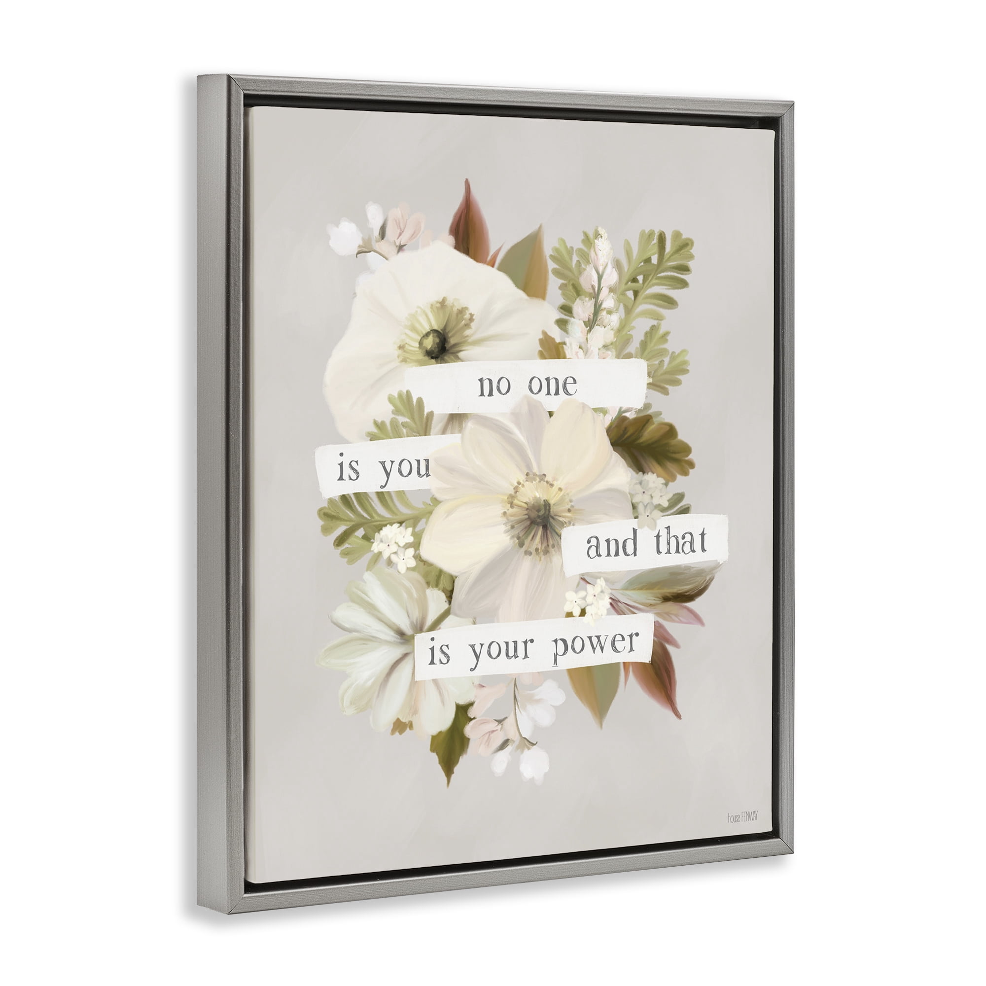 Stupell Industries No One Is You Botanical & Floral Painting Gray Floater Framed Art Print Wall Art, 17 x 21