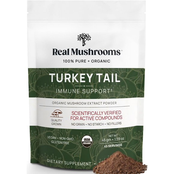 Real Mushrooms Turkey Tail (Immune Support) | 1,000 Mg | 45 Servings | 45g