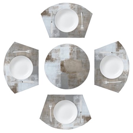 

Placemats for Round Tables Set of 5 Modern Abstract Art 4 Wedge Table mats 1 Round Table mats Washable Heat Resistant Non-Slip Dining Table for Home Kitchen Indoor Cloth Placemat