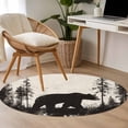 thumbnail image 4 of Black Bear Round Area Rug 3.3 FT, Non Slip Small Entryway Kitchen Mat, Vintage Forest Cabin Animals Silhouette Washable Soft Circular Rug Non-Shedding Door Mat for Bathroom Playroom Kids Room, 4 of 9