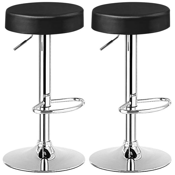 Giantex 2 PC Bar Stool, Modern Swivel Backless Round Barstool, PU Leather Armless bar Chair with Height Adjustable, Chrome Footrest, Sturdy Metal Frame for Kitchen Dining Living Bistro Pub, Black