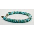 thumbnail image 2 of Larimar 6mm Rondelle Shape Faceted Cut Beads 7 inch Silver Plated Clasp Bracelet for men, women, unisex. Link Chain Stacking Bracelet.|LINK_04445, 2 of 4
