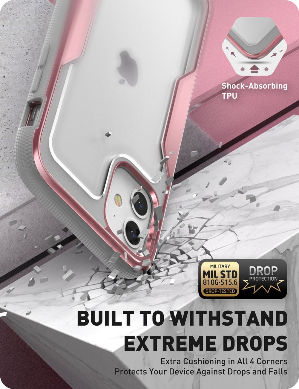 i-Blason Magma Case for iPhone 11 6.1 inch (2019 Release), Heavy Duty Protection, Full Body Bumper Protective Case with Built-in Screen Protector (RoseGlod)