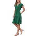 thumbnail image 4 of INSPIRE CHIC Summer Tiered Dress for Womens Notch Neck A-Line Flowy Knee Length Dresses XL Dark Green, 4 of 6