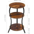 thumbnail image 2 of Vintage Small Round Side Table, 3-Tier Slim Waist Circular End Table with Storage Shelf, Compact Tea Sofa Table, Round Corner Coffee Table Nightstand for Living Room Bedroom Small Spaces,Rustic Brown, 2 of 5