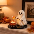 thumbnail image 2 of Halloween Candle Holder, Autumn Ghost Campfire Tealight Holder, Cute Hand-Painted Resin Tabletop Decor for Shelf Mantel, Farmhouse Indoor Halloween Decoration Gift, 2 of 5