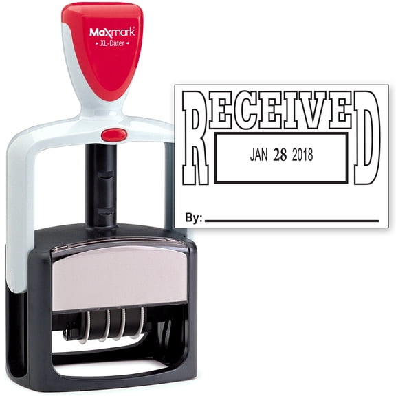 2000 PLUS Heavy Duty Style 2-Color Date Stamp with RECEIVED self inking stamp - Black Ink