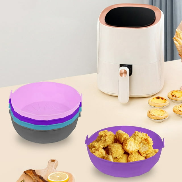 Oven Basket Food Grade Non-stick High-temperature Resistant Solid Color Multifunctional Accessories Silicone Reusable Fryer Baking Tray Pan Liner Bowl for Home