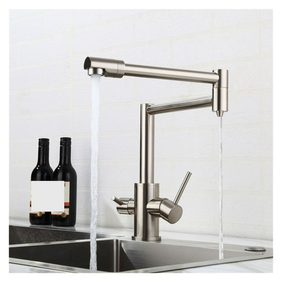 Matte Black Kitchen Folding Faucet With Pure Water Cold Hot Kitchen Modern Drinking Water 3 Way Filtered Faucet Mixer ,Easy to Install