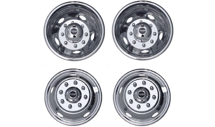 Pacific Dualies 32-3950A 19.5 Polished Stainless Steel Wheel Simulator Rear Tag Axle Kit for 2003-2004 Ford F450/F550 Truck RV Motorhome 