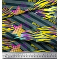 thumbnail image 2 of Soimoi Yellow Cotton Voile Fabric Star & Diagonal Stripe Printed Craft Fabric by the Yard 42 Inch Wide, 2 of 3