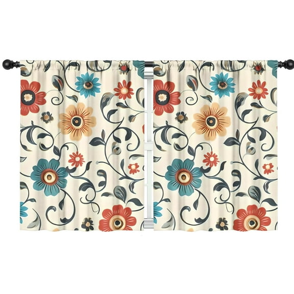 Blackout Kids Curtains,Pioneer Flower Floral Print Pattern Childrens Insulated Curtains Set Of 2,Bedroom Essentials,Toddler Room Decor 42"x54"