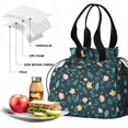 thumbnail image 4 of Pioneer Flower Floral Print Pattern Drawstring Lunch Bag Women - Drawstring Lunch Bag Insulated for Work Office - Stain-Resistant Large Lunchbags for Women with Multi-Pockets, 4 of 6