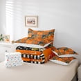 thumbnail image 6 of Homewish Orange Pumpkin Bedding Comforter Set 7 Pieces for Kids Teens,Happy Fall Autumn Harvest Full Bedding Set Lightweight,Geometric Plaid Grid Fitted Sheet Flat Sheet,Lightweight Room Decor, 6 of 8