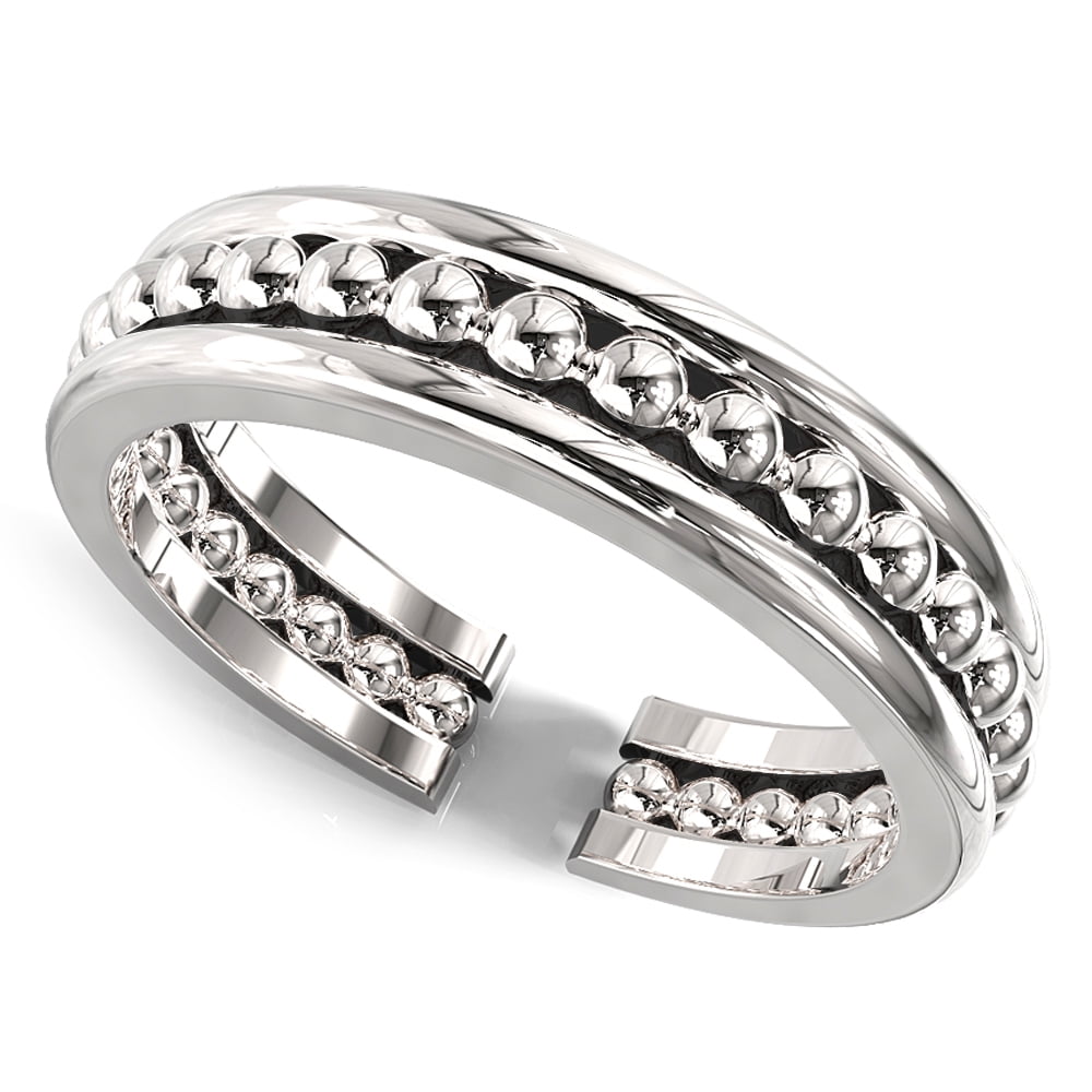 Andrea Jewelers Sterling Silver Beaded Pattern Adjustable Toe Band Ring