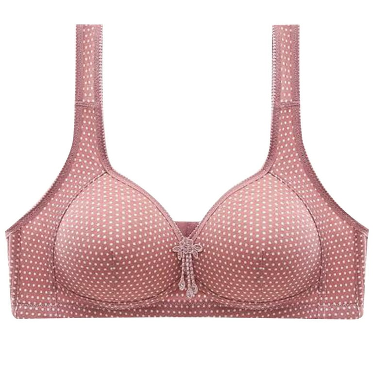QLEICOM Everyday Bras for Women, Women's Comfort Lift Wirefree Bra Non  Steel Ring Comfortable Print Plus Size Bras Sexy Four Breasted Bra  Underwear Bras No Underwire Pink Cup 46/105BC 