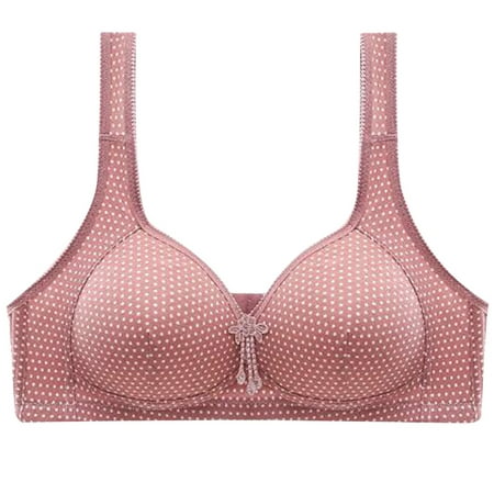 

RYRJJ Clearance Women s Minimizer Bras Polka Dot Comfort Cushion Strap Wirefree Full-Coverage Large Bust Non-Padded Bra(Pink S)