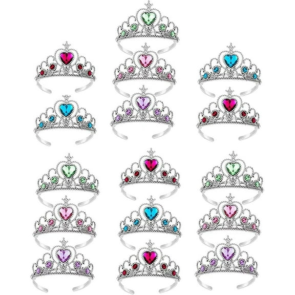 16 Heart Tiaras Crown Set,Princess Dress Up Costume Birthday Party Accessories