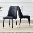 thumbnail image 3 of Dining Chairs Black dining chairs and living room chairs. PU material and metal legs, suitable for kitchen, living room, and dining room,2 piece set (black+PU)C-007,Wooden Dining Chairs, 3 of 21