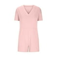 thumbnail image 5 of Erwazi Women's Oversized Rompers Summer Casual Outfits Workout Tee Rompers V Neck Loose Short Sleeve Jumpsuit with Pockets, 5 of 9
