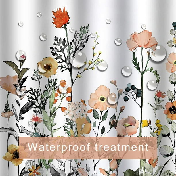 Bevtee Floral Fabric Shower Curtain, Bathroom Shower Curtain Sets, Colorful Wildflower Flowered Shower Curtain with 12 Hooks , 72” x 72” Bevtee Floral Fabric Shower Curtain, Bathroom Shower Curtain Sets, Colorful Wildflower Flowered Shower Curtain with 12 Hooks , 72” x 72” - Image 3
