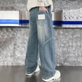 thumbnail image 4 of TOWED22 Boys Oversized Fit Baggy Jeans Wide Leg Denim Pants Comfort Stretch Waist with Pockets Blue,4-6 Y, 4 of 9
