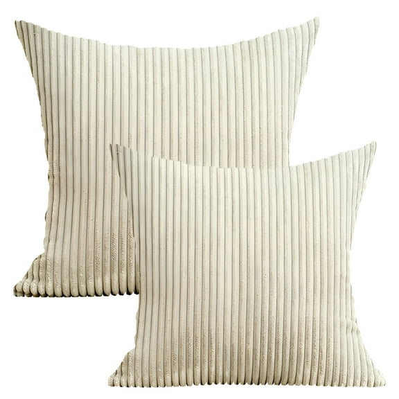 LAMIRO 22" X 22" Modern,Contemporary,Transitional Gray Striped Polyester Throw Pillow Throw Pillows for Couch(2 Count)