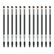 RAGUPEL 12 Packs Duo Eyebrow Brush, Spoolie Brush and Angled Brow Brush, Multi-functional Mini Eyelash Brush for Tinting Angled Eyebrow, Suitable for Cream Gel