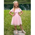 thumbnail image 5 of Oudiya Toddler Girl Tulle Dress Off Shoulder Sequin Summer Dresses Flutter Formal Birthday Party Princess Dress for Kids 1-6Y, 5 of 7