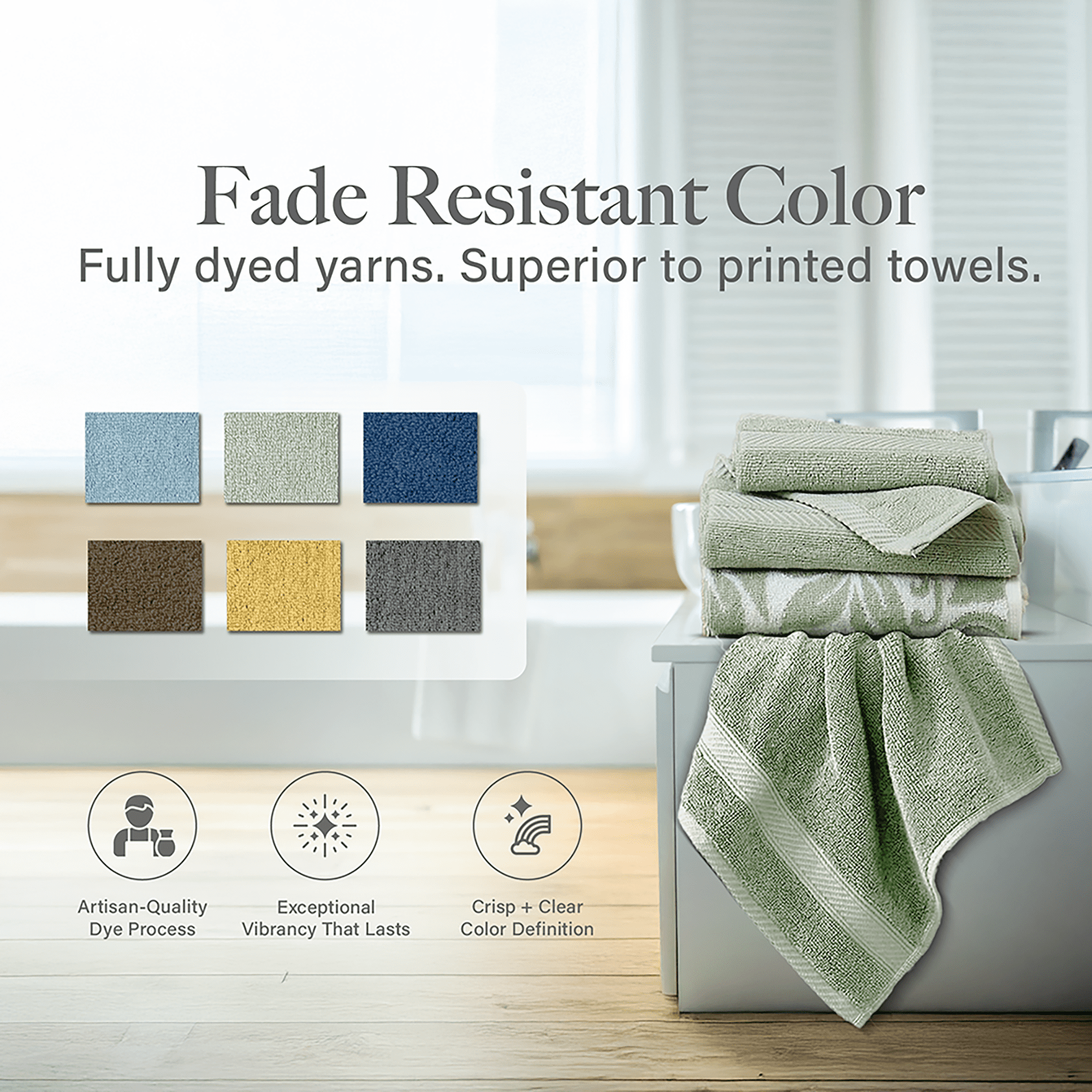 Modern Threads Artesia Damask 6-Piece Bath Towel Set, Sage