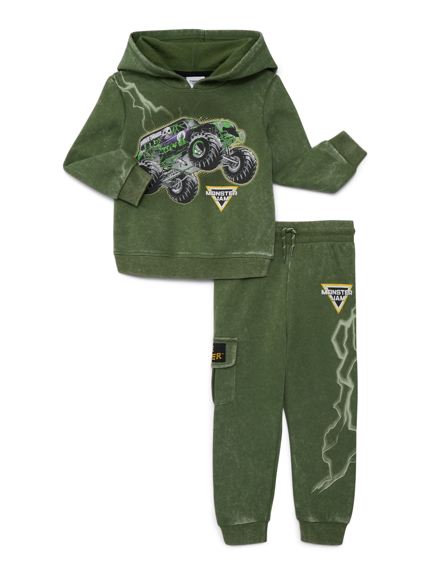Monster Jam Toddler Boys Hooded Graphic Sweatshirt and Jogger Pants Set, 2-Piece, Sizes 12M-5T