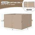 thumbnail image 2 of Aoodor 12' x 14' Gazebo Curtain Set Protecting Privacy Side Walls 4 Panels, Curtain Only - Sand Yellow, 2 of 10