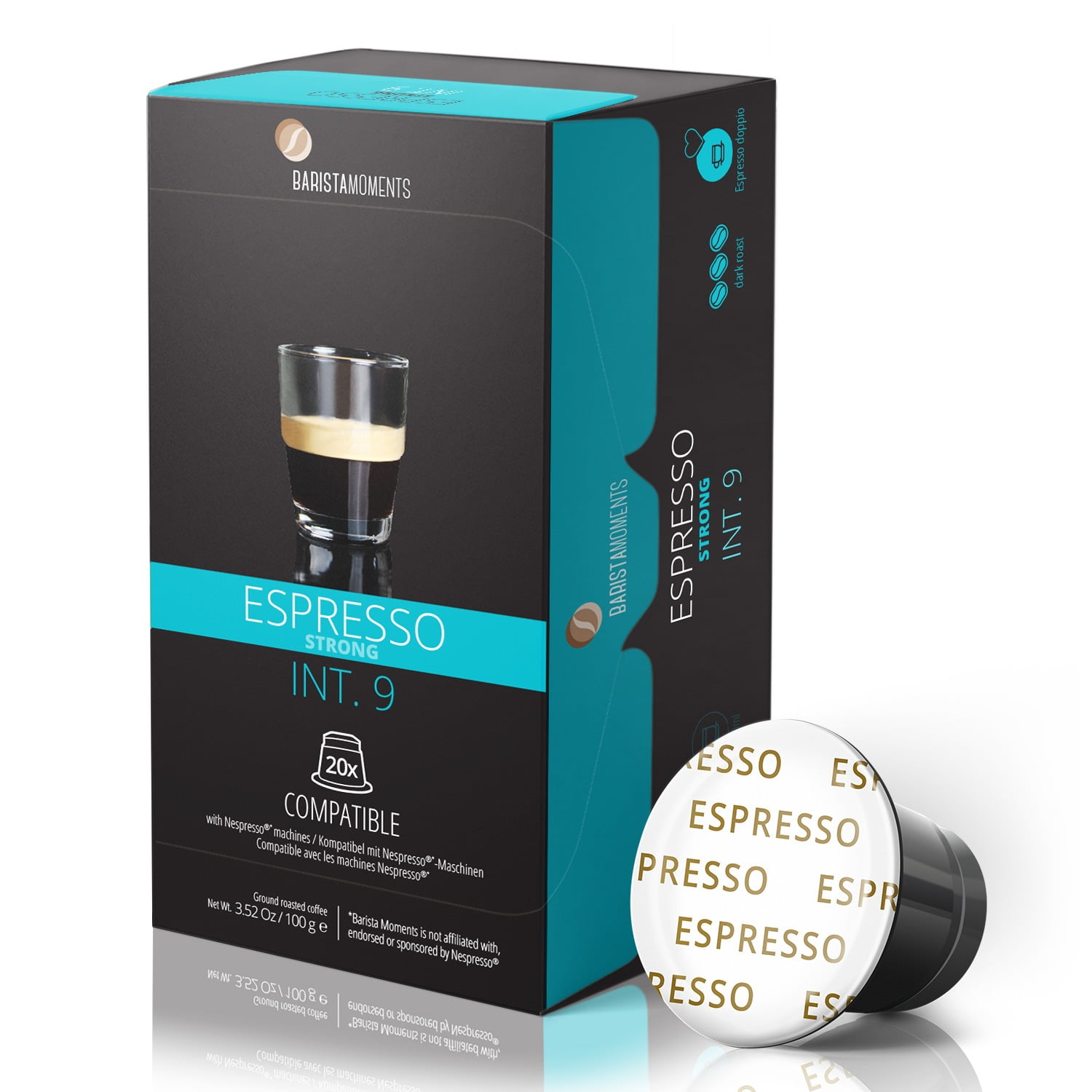 Barista Moments - 20 Ct Espresso Strong Coffee Capsules - Nespresso Machine Compatible
