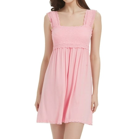 PMVFHDE Women s Summer Lace Sleep Dress with Built in Chest Pad Chemise Pajamas Cute Pajamas European Style