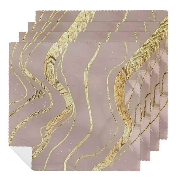 JRXY Marble Gold Swirl Polyester Cloth Napkins Party Dinner Decoration Washable Napkins Home Decor 2 PCS