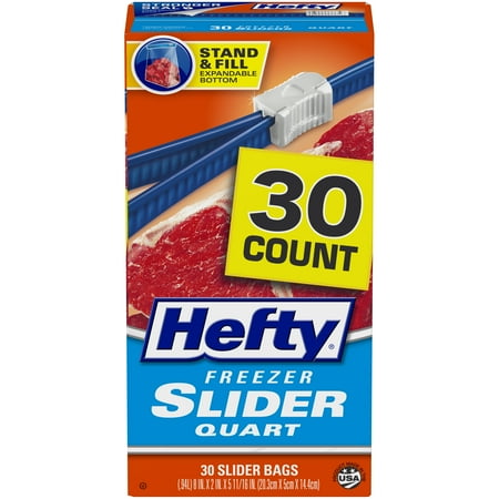 Hefty Slider Freezer Bags, Quart Size, 30 Count