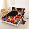 thumbnail image 2 of Castle Fairy Gothic Floral Skeleton King Sheets 4pcs,Colorful Flowers Music Violin Bedding,Red Blue Yellow Black,1 Fitted Sheet,1 Flat Sheet and 2 Pillowcases, 2 of 6