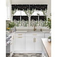 thumbnail image 4 of Christmas Swag Kitchen Curtains Sets for Windows 24 Inch Length, Winter Xmas Trees Snowflakes Country Cabin Black Short Window Curtain Panels Swags Valances and Tiers 3 Piece Set for Cafe/Dining Room, 4 of 5