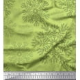 thumbnail image 1 of Soimoi Green Moss Georgette Fabric Snow Flakes Floral Print Sewing Fabric Yard 42 Inch Wide, 1 of 3