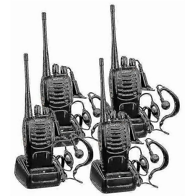 Long Range Rechargeable Two-way Radios 2-4 Pack - Uhf 400-470mhz Walkie Talkies With Earpiece, Li-ion Battery, And Charger Included